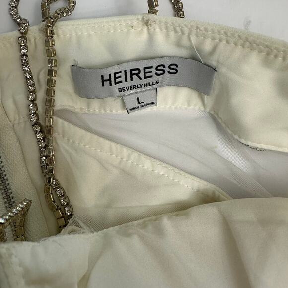 Heiress Beverly Hills Large Mini Dress Premium Diamante Strap Mesh detail White - Picture 5 of 7